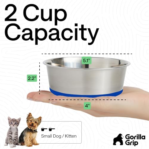 Dog Bowls Food Grade Stainless Steel (Royal Blue / 2 Cup (Set of 2))