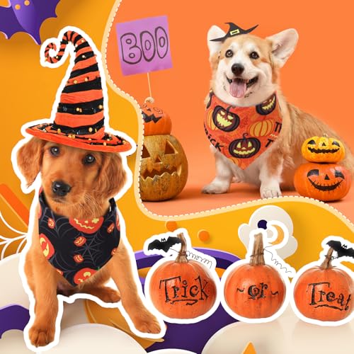 50 Pcs Halloween Dog Bandanas Bulk (Halloween / 31.5 x 21.7 x 21.7")