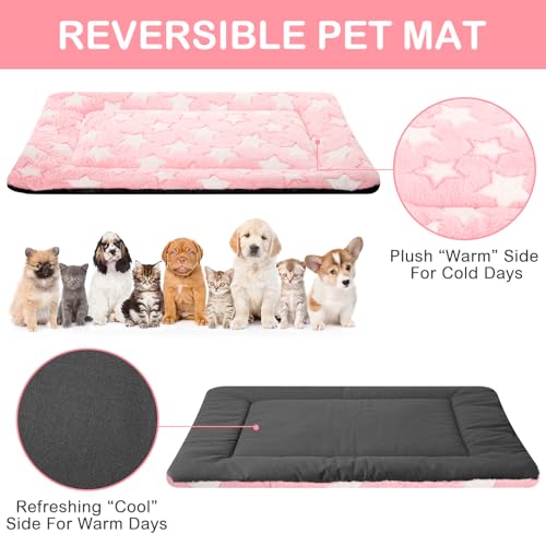 4 Pcs Dog Crate Pads Soft Warm (Rectangular 18 x 24 x 1.6 Inch / Star / Colorful)