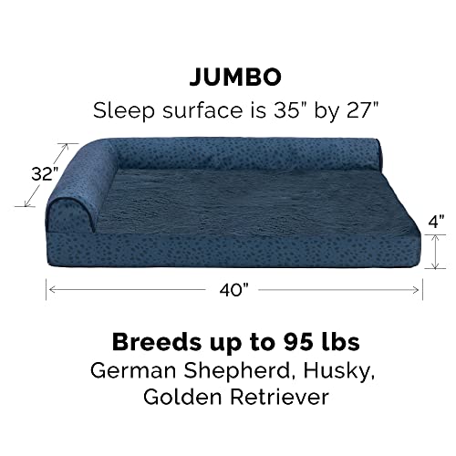 Cooling Gel Dog Bed for Large Dogs w (Jumbo / (Plush & Almond Print) Blue Almonds)