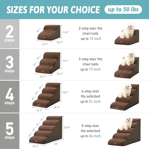 Dog Stairs for Small Dog 19.7" H (Brown / Standard:15.7"x28.3"x19.7")