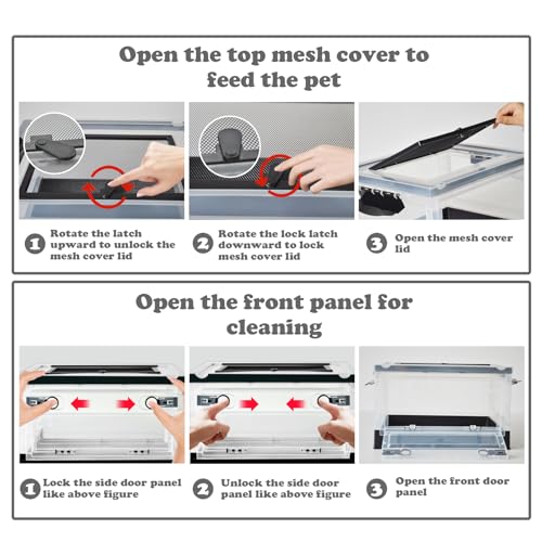 Plastic Reptile Feeding Box with Wheels (【Black】)