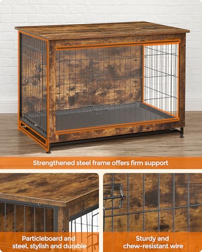 38.6" Dog Crate Furniture (Rustic Brown / 38.6"L x 25.6"W x 26.8"H)
