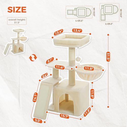 Cactus Cat Tree for Kittens & Small Cats (Beige)