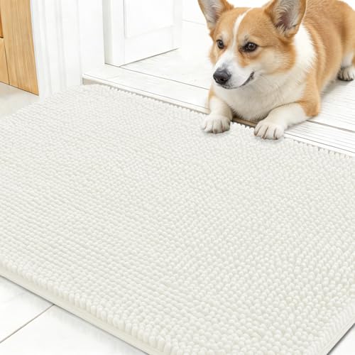 Dog Door Mat for Muddy Paws 30x17 (Ivory / 30" X 17")