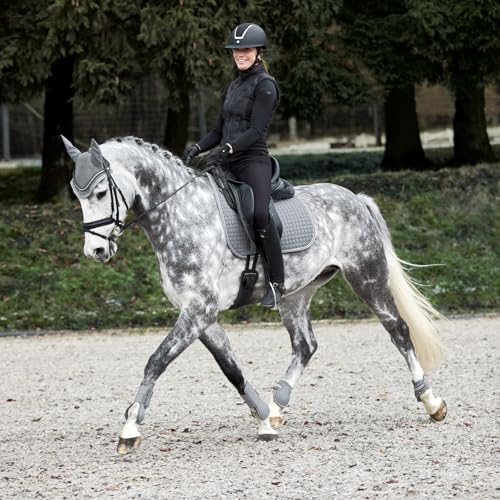Adepto Padded All Purpose Quilted Equestrian Saddle Pad for Horses with Two (Steel Grey / Horse)