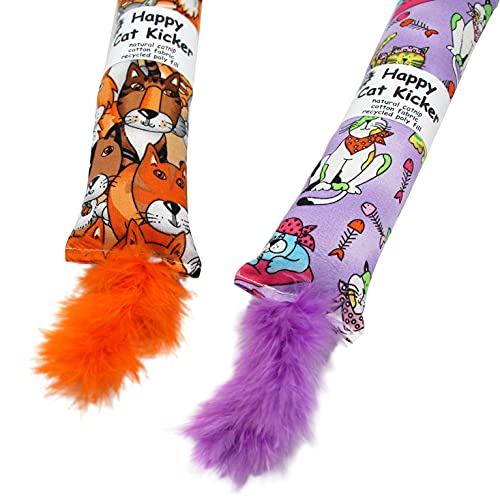 2 Pack Natural Interactive Catnip Cat Kicker with Feathers