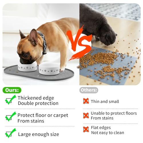 Dog Food Mat Spill (Grey / 19"L x 12"W)