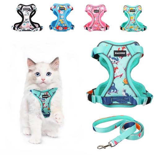 Cat Harness and Leash Set[MAX Safety 4th (H603 Pro Purrfect Green / X-Small (4-6lb))