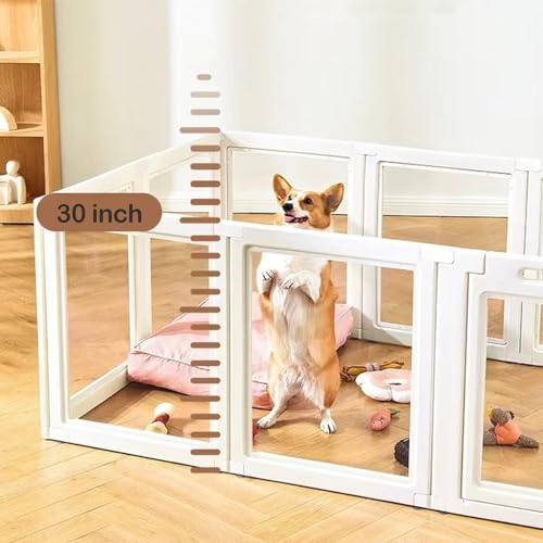 Clear Acrylic Dog Playpen Transparent Dog Playpen Indoor (White / 30"H)