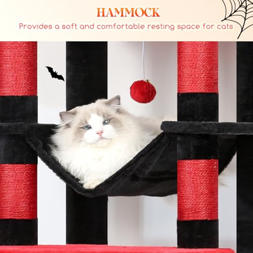 Gothic Giant Tall Heavy Duty Cat Tower for Indoor Large Cat (Black Red / 83 inch)