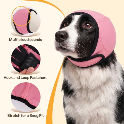 Ear Muffs Noise Protection for Dog Grooming Bathing (Pink / M)