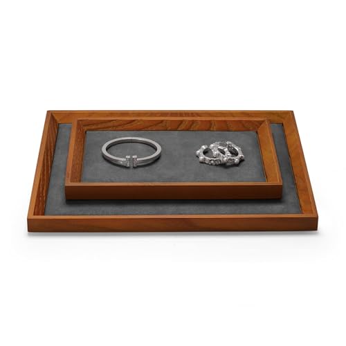 Small Wood Jewelry Tray (Gray / 9.1" x 5.9" x 0.7")