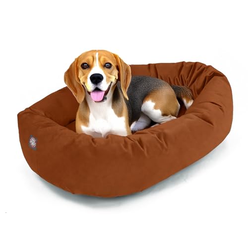 32 Inch Suede Calming Dog Bed Washable (Rust)