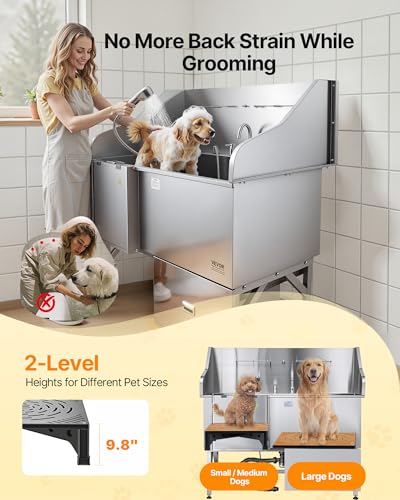 Professional 304 Stainless Steel Dog Bathing Station (61 inch / Left RAMP)