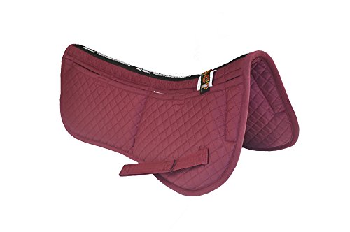 Adjustable Shock Absorbing Memory Foam Half Saddle Pad (Burgundy)