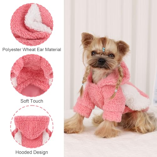 Dog Hoodie Pet Clothes Sweater with Hat Soft and Warm Cold Weather for Small Patchwork Hood (XX-Small (Chest 10 in) / PIink)