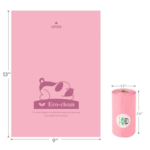 Dog Poop Bags with Dispenser (Pink-Scented)