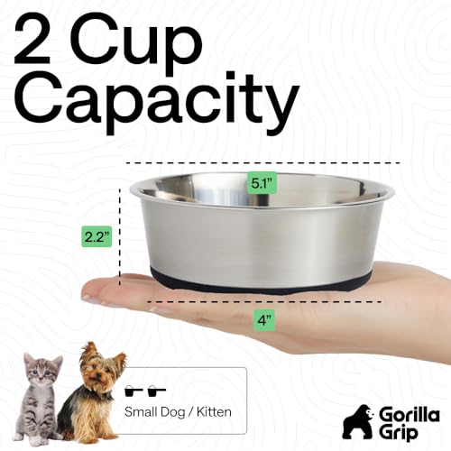 Dog Bowls Food Grade Stainless Steel (Black / 2 Cup (Set of 2))