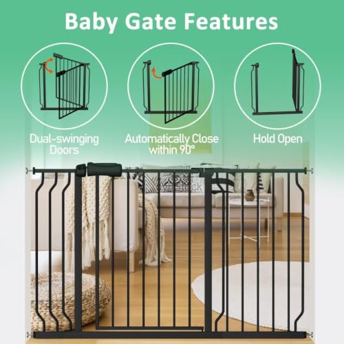 52.76 62.2" Extra Wide Pressure Mounted Baby Gate 30" Tall Black (Black / 52.76-62.2"/134-158cm)