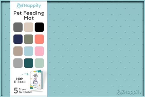 Dog Food Mat 28x18 Raised Edges Dogs Mat for Food and Water Prevent Spill (28" x 18" / Cyan)
