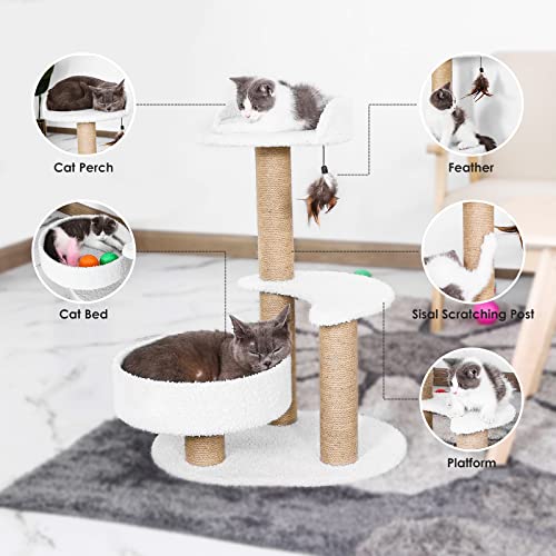 Modern Cat Tree Tower for Indoor Small Cats with Sisal Scratching Post