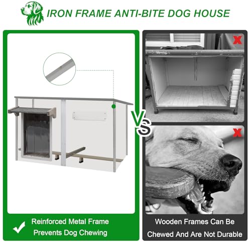 Big Dog House Outdoor Dog Houses for Large Dogs Outside with Adjustable Vent Window (55" L x 33" W x 35" H)