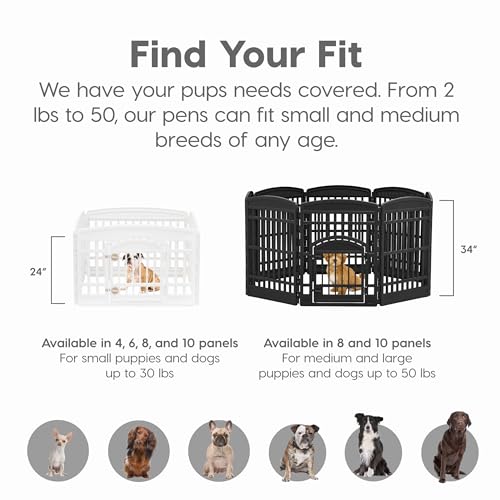 24" Dog Playpen (Black / 8 Panel – 24" H)