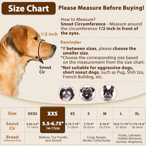 Dog Muzzle Anti Eating for Small Medium Large Dogs (XXS)
