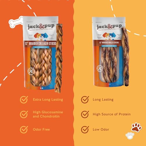 12" Braided Beef Collagen Sticks for Dogs (1 Count (Pack of 1))