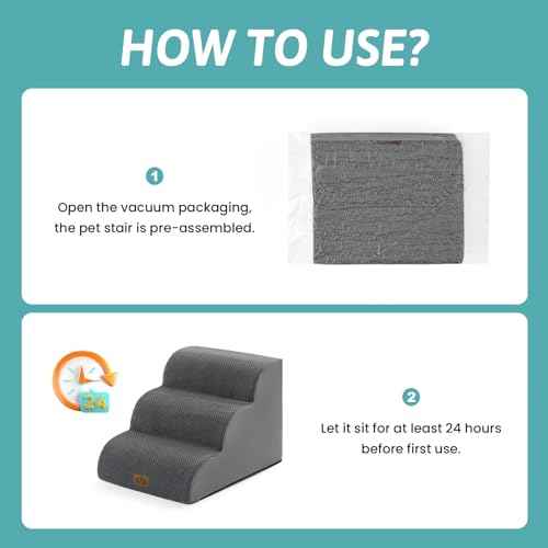 Dog Stair for Small Dog 15.7" H (Deep Grey / Standard:15.7"x22.4"x15.7")