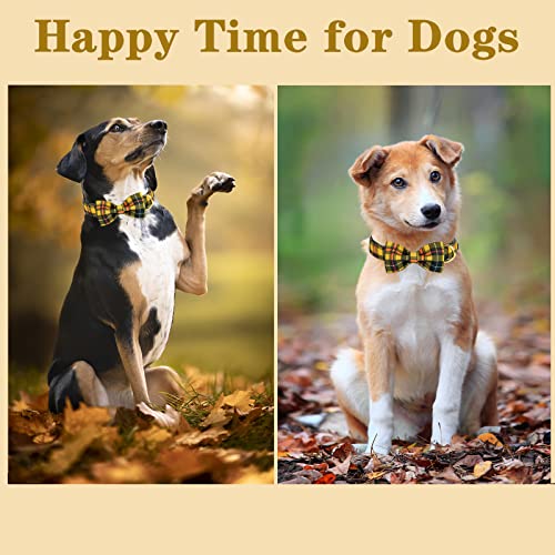 Bowtie Dog Collar Cotton Plaid Collar Adjustable Puppy Collar for Small Medium Large Dogs (Medium / NewHLG)