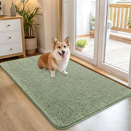 Dog Door Mat for Muddy Paws 45x27 (Sage Green / 45" X 27")