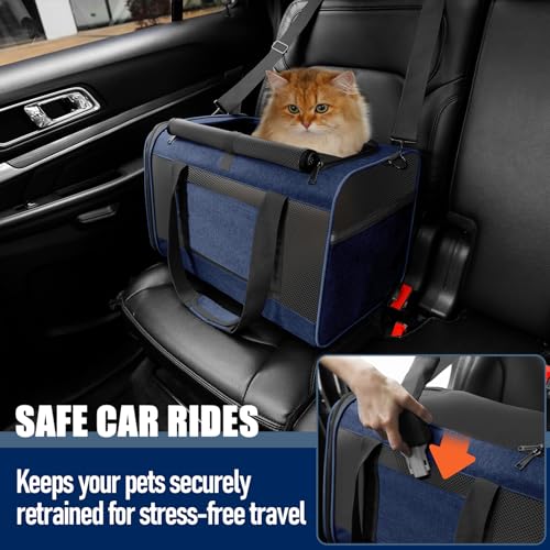 Large Cat Carrier Soft (Navy / 18.1"L x 11.8"W x 11.8"H)