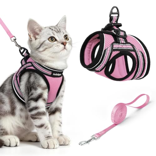 Cat Harness and Leash Set (M / Pink)