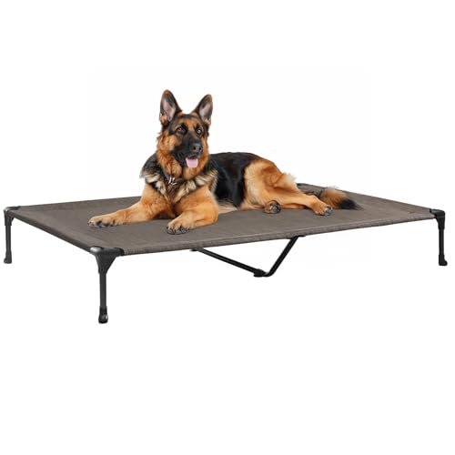 Outdoor Elevated Dog Bed Large Sized Dogs (49.0"L x 33.0"W x 9.0"Th / Brown)