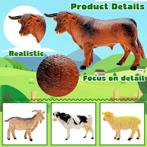 53 Piece Farm Animal Figures Toy with Fence & Building Blocks for Toddlers (Farm Animals Playset)