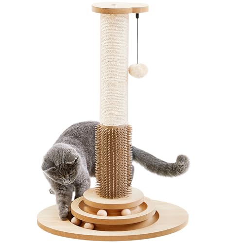 Made4Pets Cat Scratching Post for Indoor Cats with Self Groomer (23"H)
