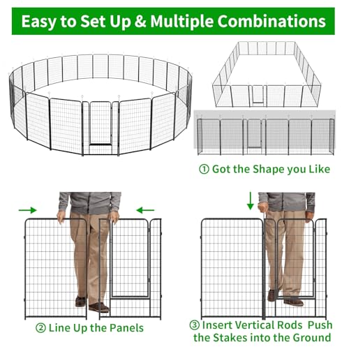 Dog Playpen Outdoor Extra Wide 24 Panels Heavy Duty Dog Fence 50" (32"W x 50"H)
