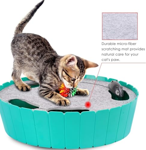 Interactive Cat Toy with Running Mouse (L-Lake Blue)