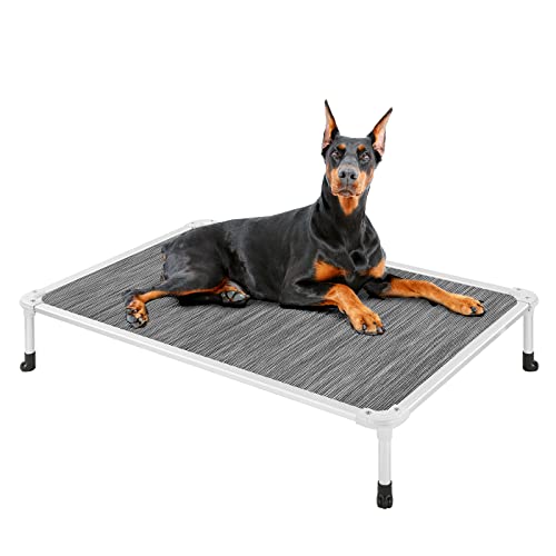 Chew Proof Elevated Dog Bed (Black Silver / 49.0"L x 33.0"W x 9.0"Th)