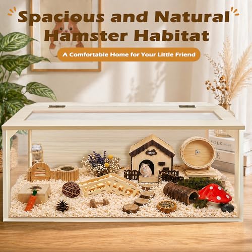 Hamster Cage with Chewproof Wood Top (Oak / 47"L x 18"W x 18"H)