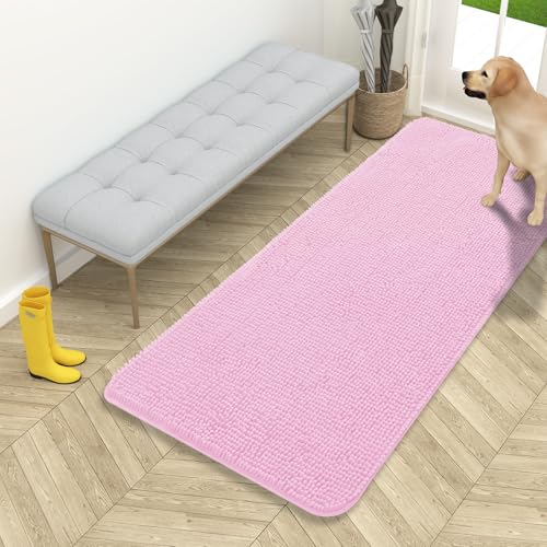 Dog Door Mat for Muddy Paws 54x24 (Pink / 54" X 24")