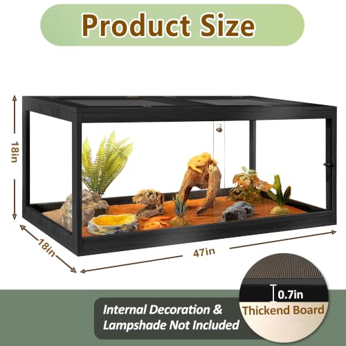 Bearded Dragon Tank 75 Gallon (Black / 75 Gallon (47x18x18) Inch)