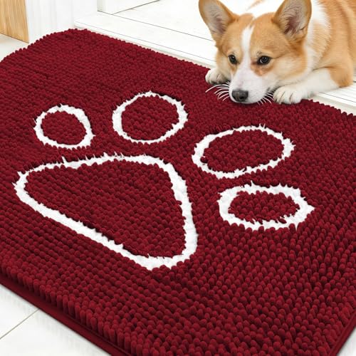 Dog Door Mat for Muddy Paws 30x20 (Red / 30" X 20")