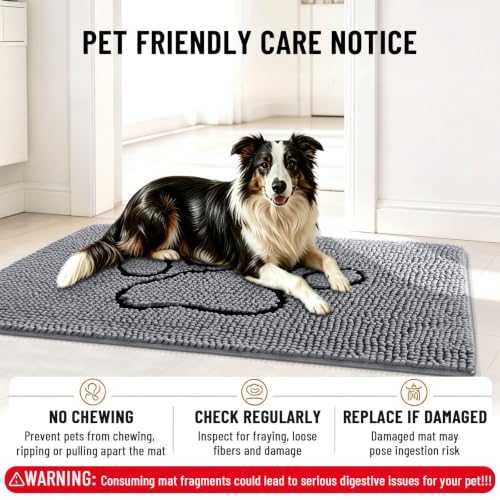 Dog Door Mat for Muddy Paws (48"X30" / Grey and Black)