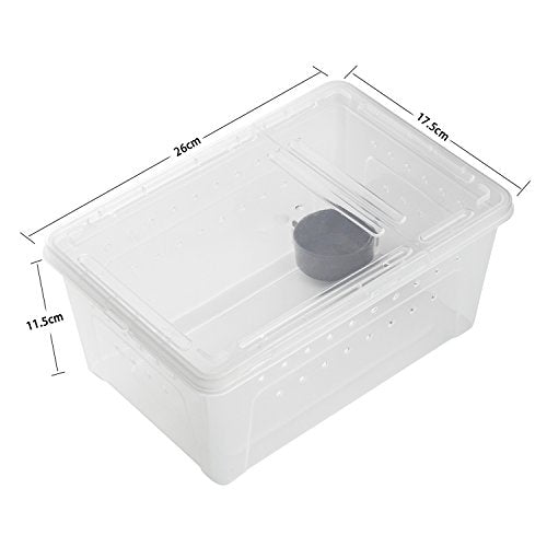 Portable Reptile Terrarium Habitat for Mini Pet Houses Breathable Holes Stackable Container (1PCS-Clear-M)