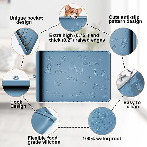 Dog Food Mat Silicone Dog Mat for Food and Water (Aqua blue / 36"L x 24"W)