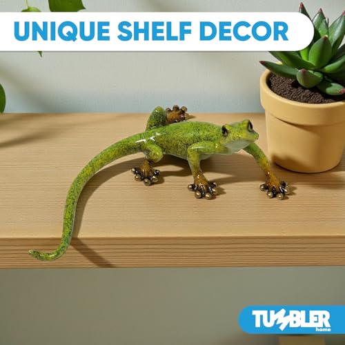 Lizard Figurine Home Decor Accent for Desk (Green Lizard)