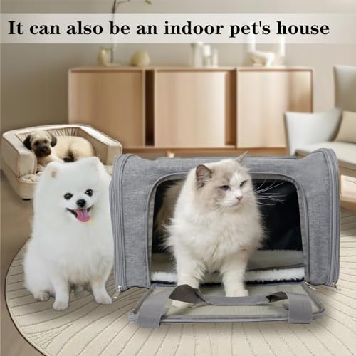 Dog Cat Carrier Pet Carriers for Small Medium Large Cats Dogs Carrier Soft Sided Small Puppy Dog Carrier Portable Foldable Airline Approved Dog Cat Travel Carrier Grey Medium (18.0"L x 11.5"W x 11.5"H / Grey)